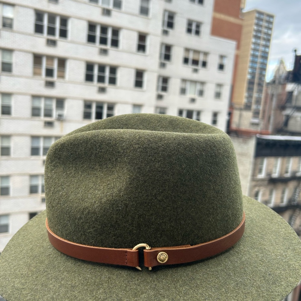 Rag & Bone Olive Green Fedora with Brown Band